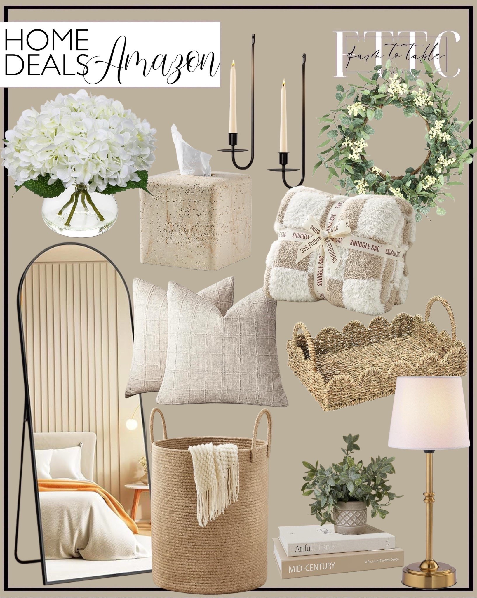 Amazon Home Deals. Follow @farmtotablecreations on Instagram for more inspiration. 

Amazon Home. Amazon Limited Time Deals. Home Decor. Arched Mirror. Eucalyptus wreath. Table lamps.  Cordless lamp. Olive tree. Faux Hydrangeas. Tissue Box. Decorative Books. Scalloped wicker tray. Pillow Covers. Snuggle Sac Checkered Throw 



#LTKHome #LTKSaleAlert