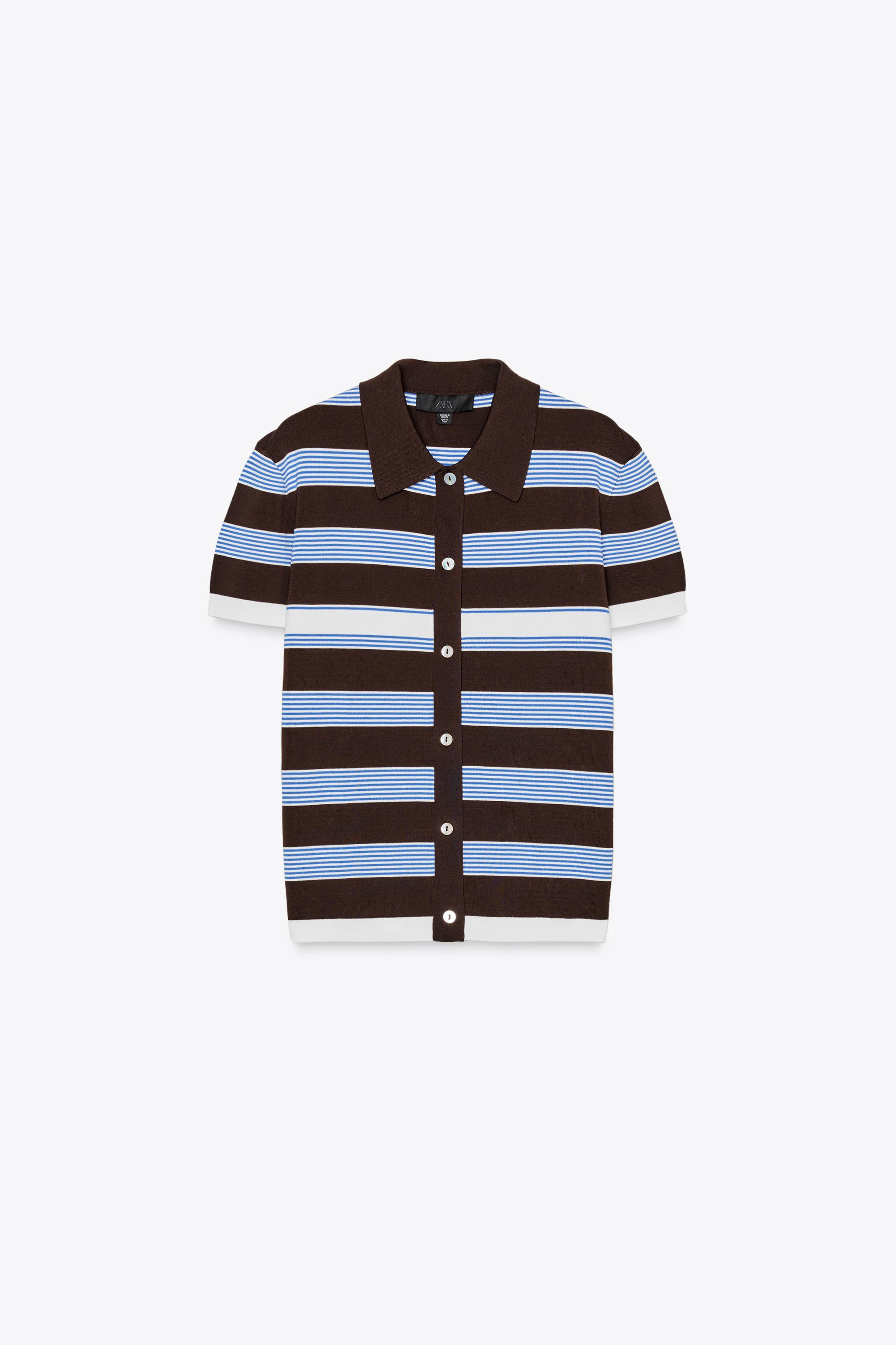 STRIPED KNIT POLO SHIRT | Zara US