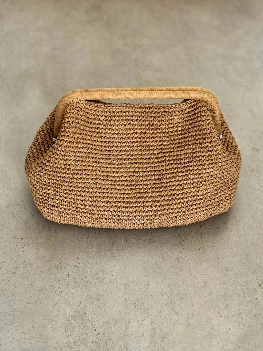 Crochet Raffia Top Handle Pouch Clutch Hand Bag | Crochet Tote Straw Bag | Woven Beach Clutch | H... | Etsy (Global)