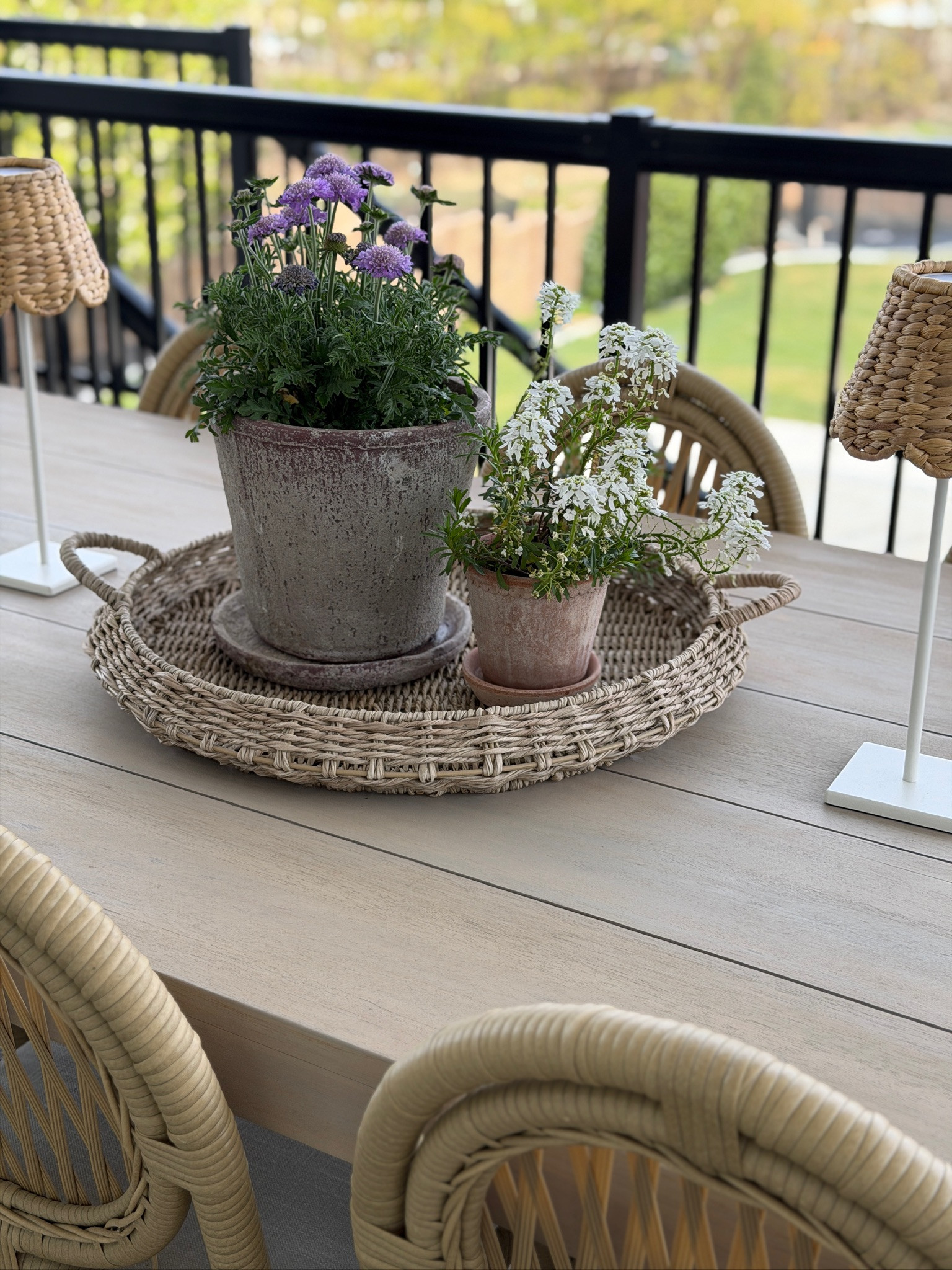 Styling our outdoor dining table with some plants and woven accents

home decor, interior design 

 #LTKmomlife #LTKOver40 #LTKHome