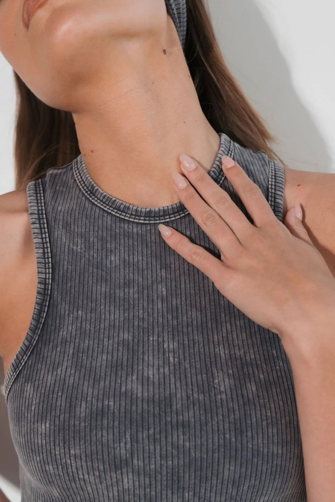 Cloud II™ Rib High Neck Tank - Iron Washed | Vitality