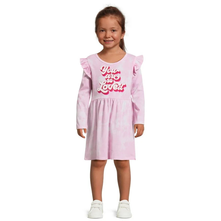 Wonder Nation Valentine’s Day Toddler Girl Long Sleeve Knit Dress, Sizes 12M-5T | Walmart (US)