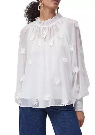 Lantern Sleeve Lace Woven Shirt | Belk