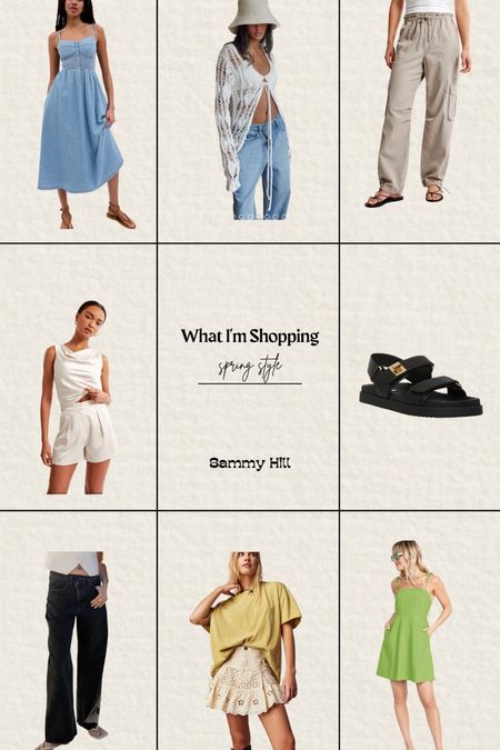 What I’m shopping lately | Comfy sandals, denim dress, crochet top, eyelet skirt, spring dresses, cargo pants. 

#LTKstyletip #LTKSeasonal #LTKunder100