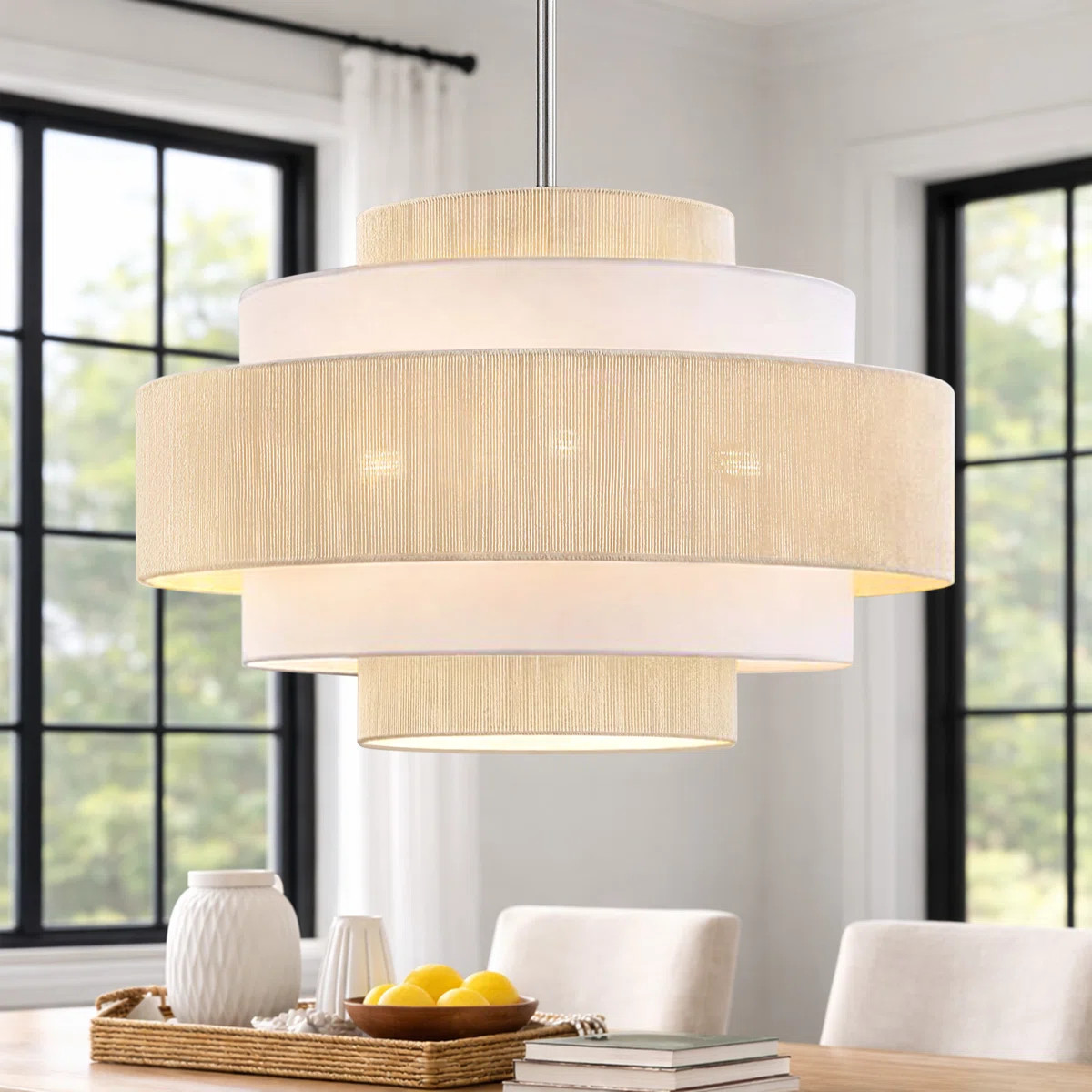 23.6" 6-Light Modern Tiered Drum Chandelier | Wayfair North America