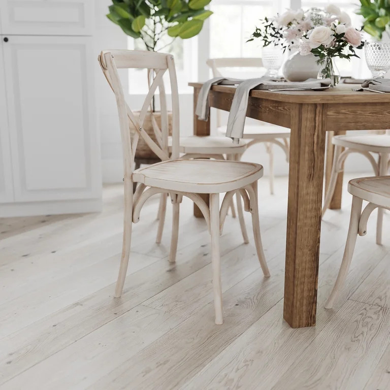 Merrick Lane X-Back Bistro Style Wooden High Back Dining Chair, Lime Wash | Walmart (US)