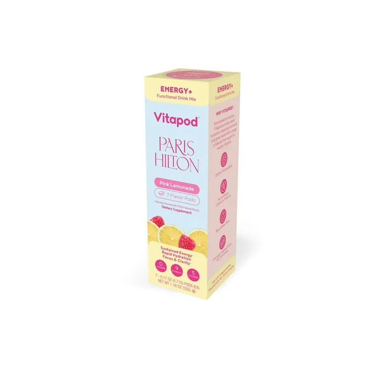 Paris Hilton x Vitapod Energy+ Pink Lemonade Functional Drink Mix, 7 Pods, Sugar-Free, 200mg Natu... | Walmart (US)