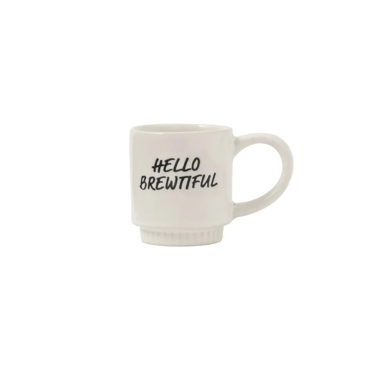 Thyme & Table 3 fl oz White "Hello Brewtiful" Stoneware Espresso Mug | Walmart (US)