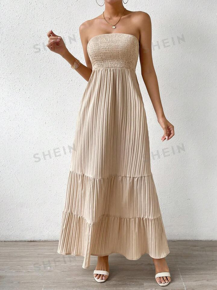 SHEIN Unity Solid Ruffle Hem Tube Dress | SHEIN