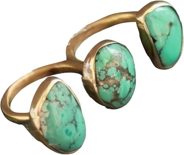 Raw Turquoise Brass Ring for Women – Genuine Natural Gemstone, December Birthstone, Handcrafted... | Amazon (US)