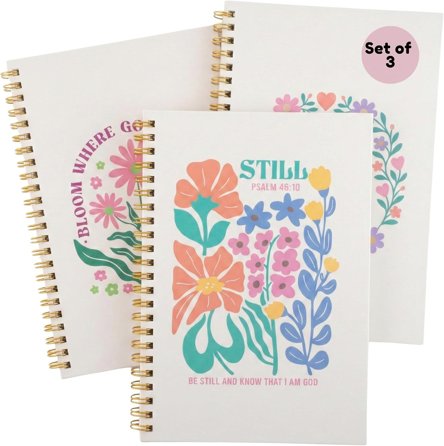 Christian Notebook Set of 3 - Bible Study Prayer Journals, Joyful Bloom | Amazon (US)