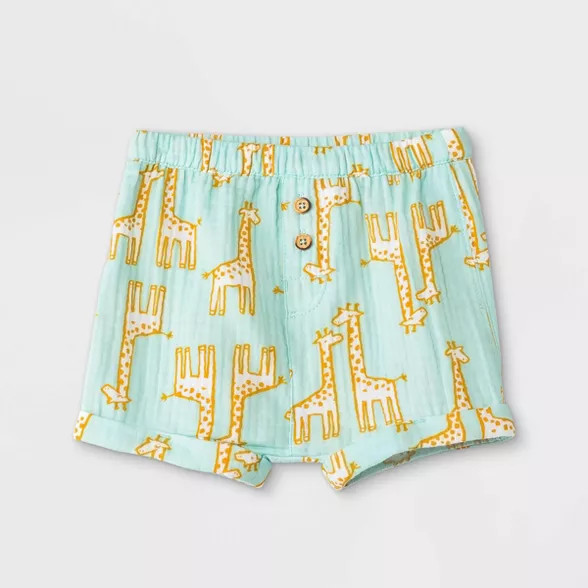 Baby Boys' 2pc Giraffe Gauze Henley Top & Bottom Set - Cat & Jack™ Green | Target