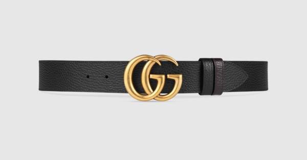 Reversible leather belt with Double G buckle | Gucci (US)
