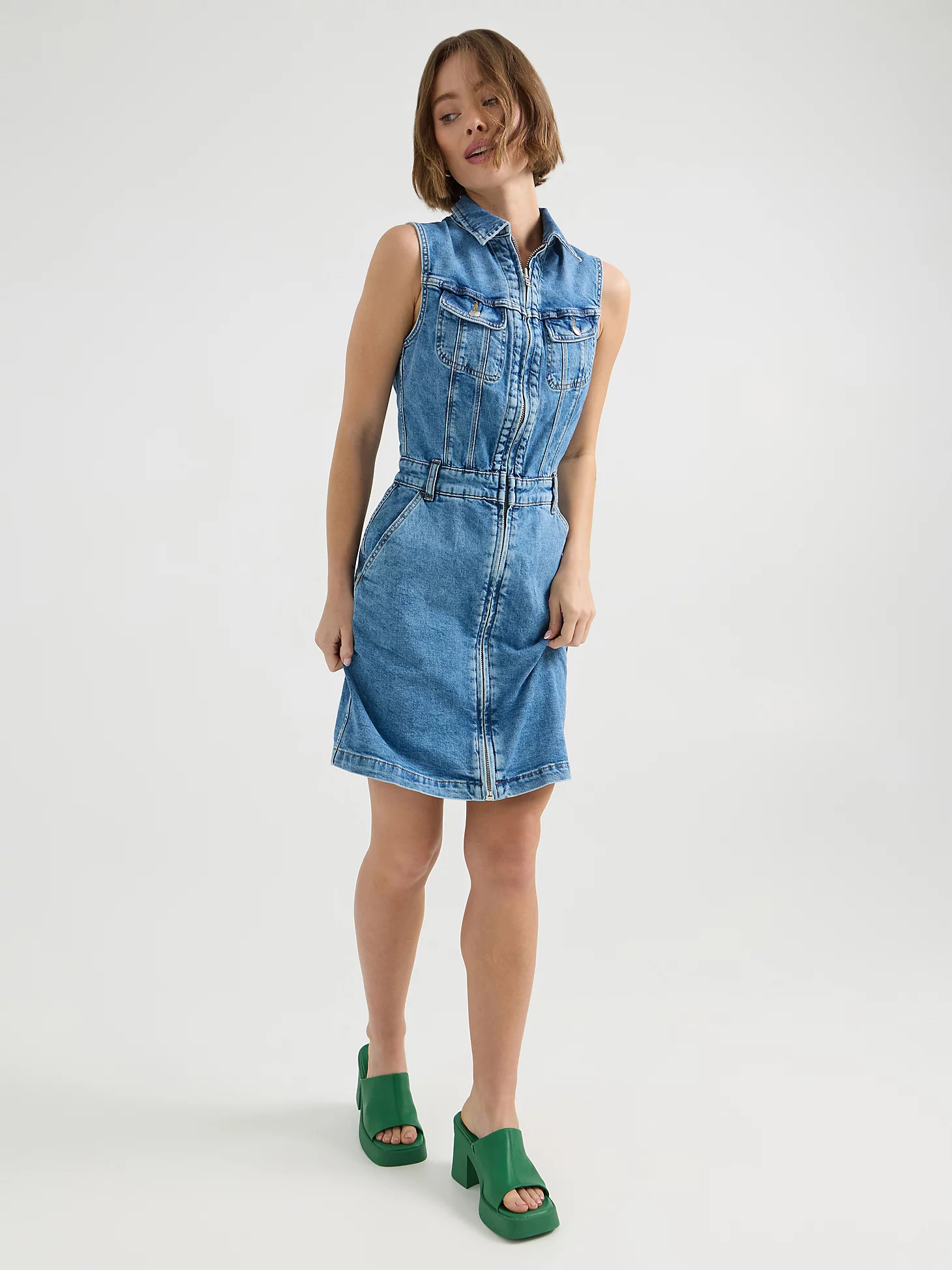 Womens 70s Union-All Zip-Up Dress:Core Memory:L | Lee Jeans