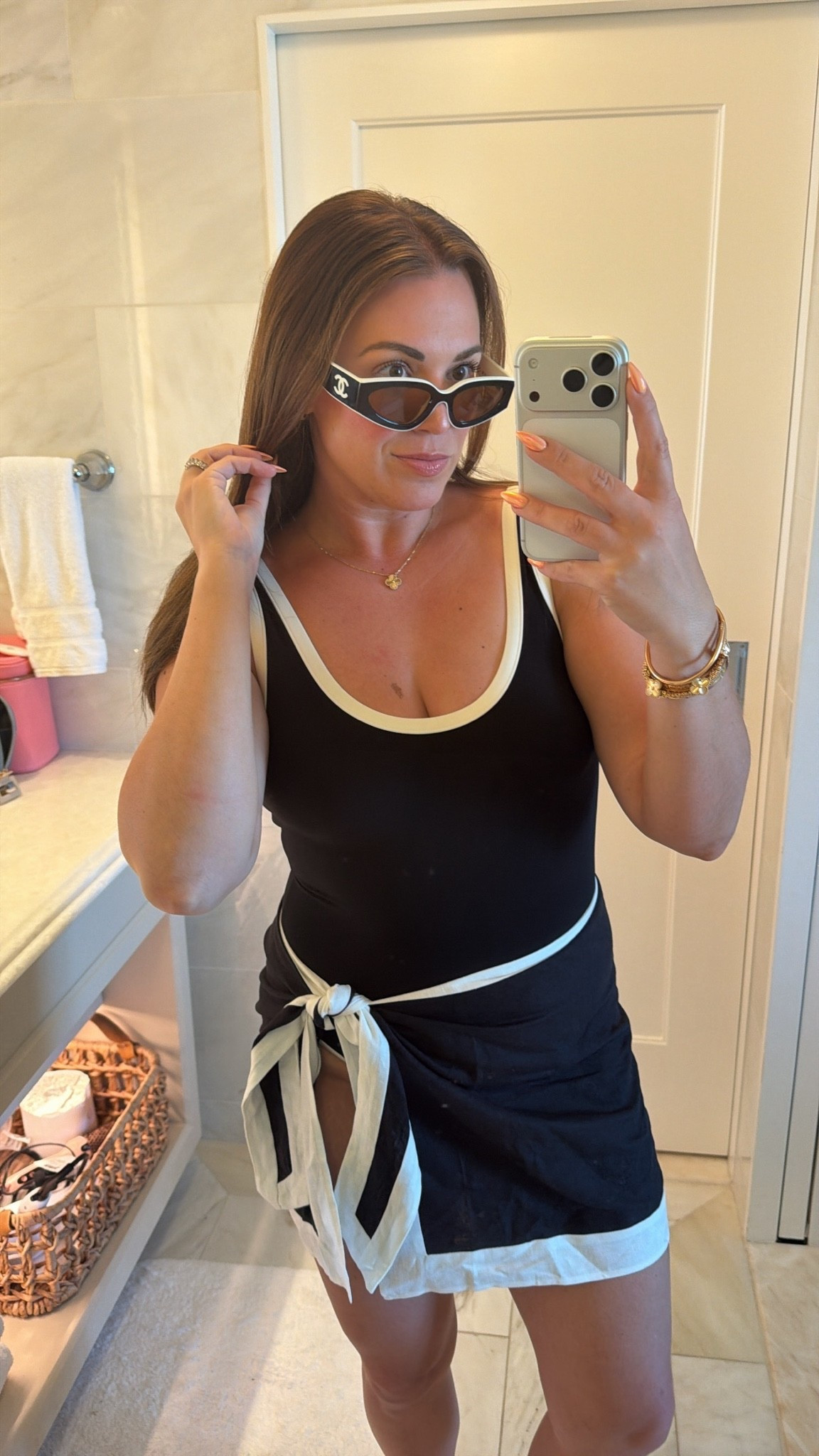 curvy midsize black and white swim look! wearing size large on one piece swimsuit and size medium in sarong! 🖤🤍

#LTKMidsize #LTKSwim #LTKTravel