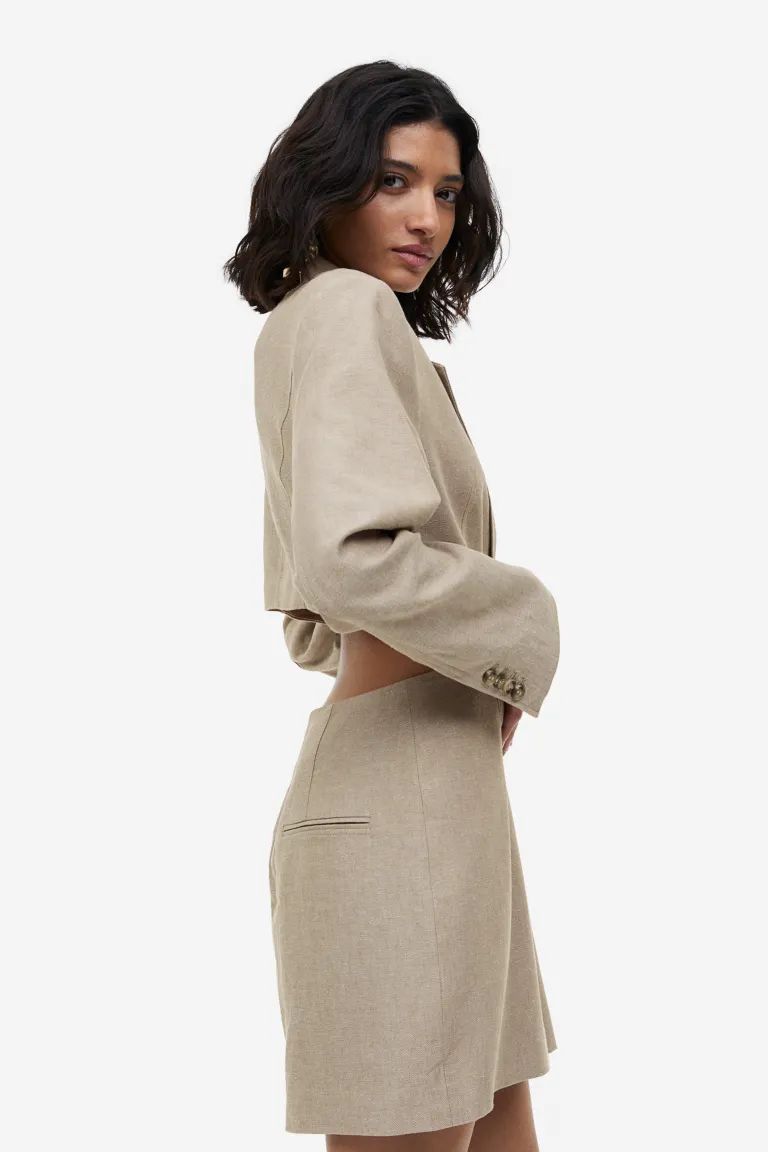 Cut-out linen-blend blazer dress | H&M (US)