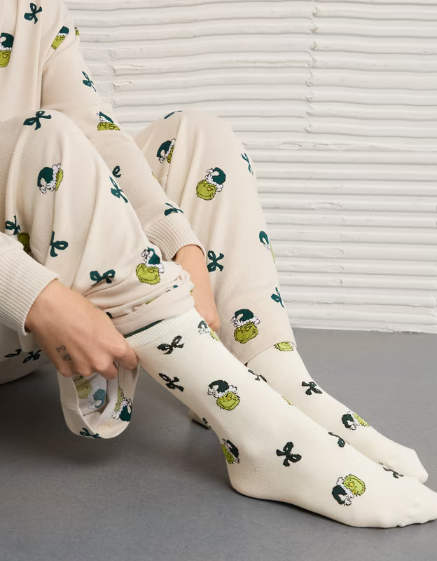 AE Grinch Ruffle Crew Socks | American Eagle Outfitters (US & CA)
