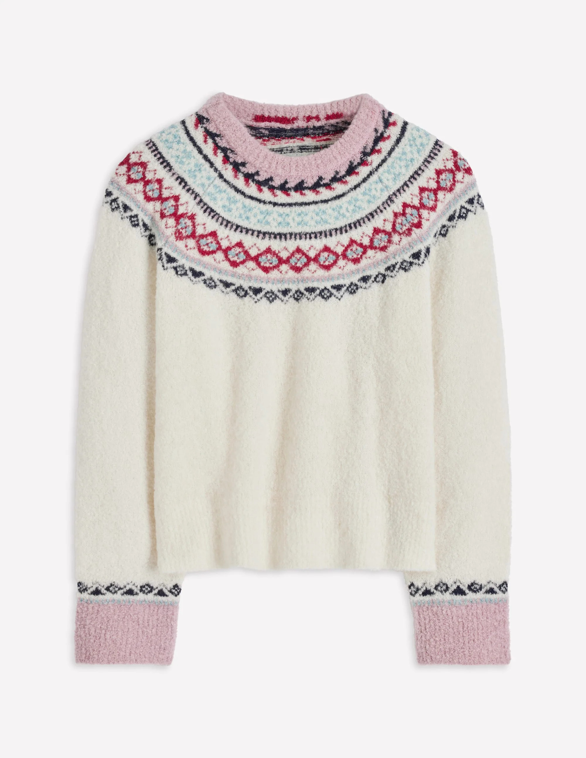 Bouclé Raglan Sweater-Warm Ivory Fair Isle | Boden (US)