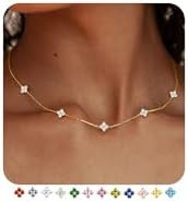 Dainty Clover Birthstone Gold Necklaces for Women Trendy Non Tarnish Layered 14K Gold Plated Stat... | Amazon (US)