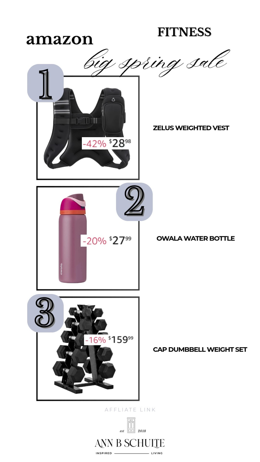 Check out my favorite fitness gear on Amazon! Elevate your workouts with these must-haves: a weighted vest, insulated water bottle, and adjustable dumbbells. Shop now and level up your fitness game! 💪💦 #FitnessGear #AmazonBigSpringSale #WorkoutEss 

 #LTKActive #LTKSaleAlert