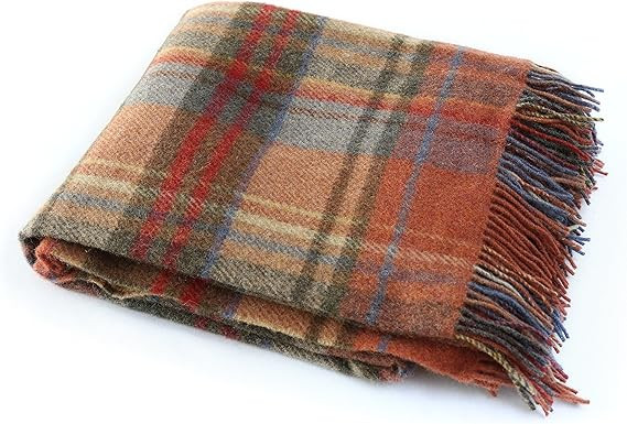 Genuine Irish, 100% Wool Throw & Toss Blanket, Traditional Plaid Print, Soft Warm Heirloom Qualit... | Amazon (US)