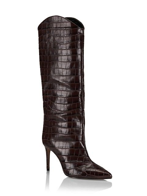 Schutz Maryana Croc-Embossed Leather Knee-High Boots | Saks Fifth Avenue