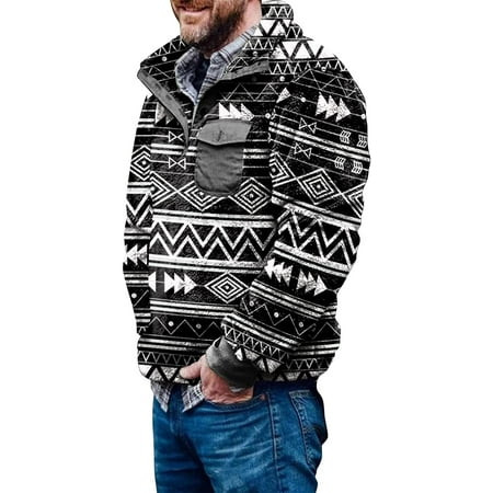 Moossy Mens Aztec Fleece Jackets Fuzzy Sherpa Sweatshirts Button Down Pullover Sweaters Western Vint | Walmart (US)