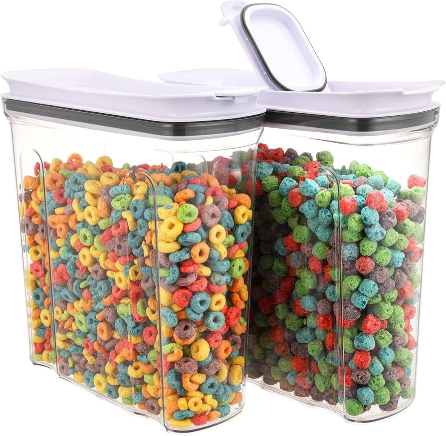FreshKeeper Cereal Containers Storage Set, Airtight Food Storage Container with Lid 4L/135.2oz, 2... | Amazon (US)