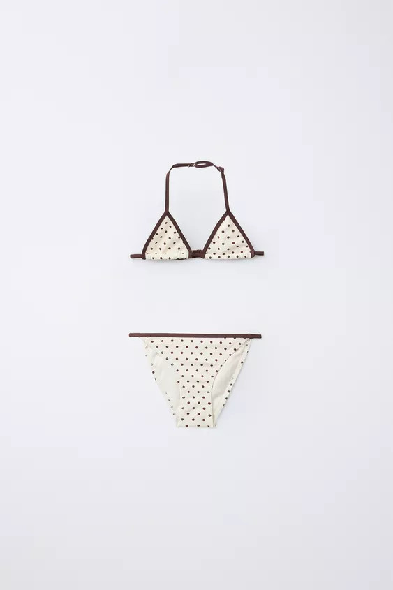 6-14 YEARS/ TRIANGLE POLKA DOT TEXTURED BIKINI | Zara US