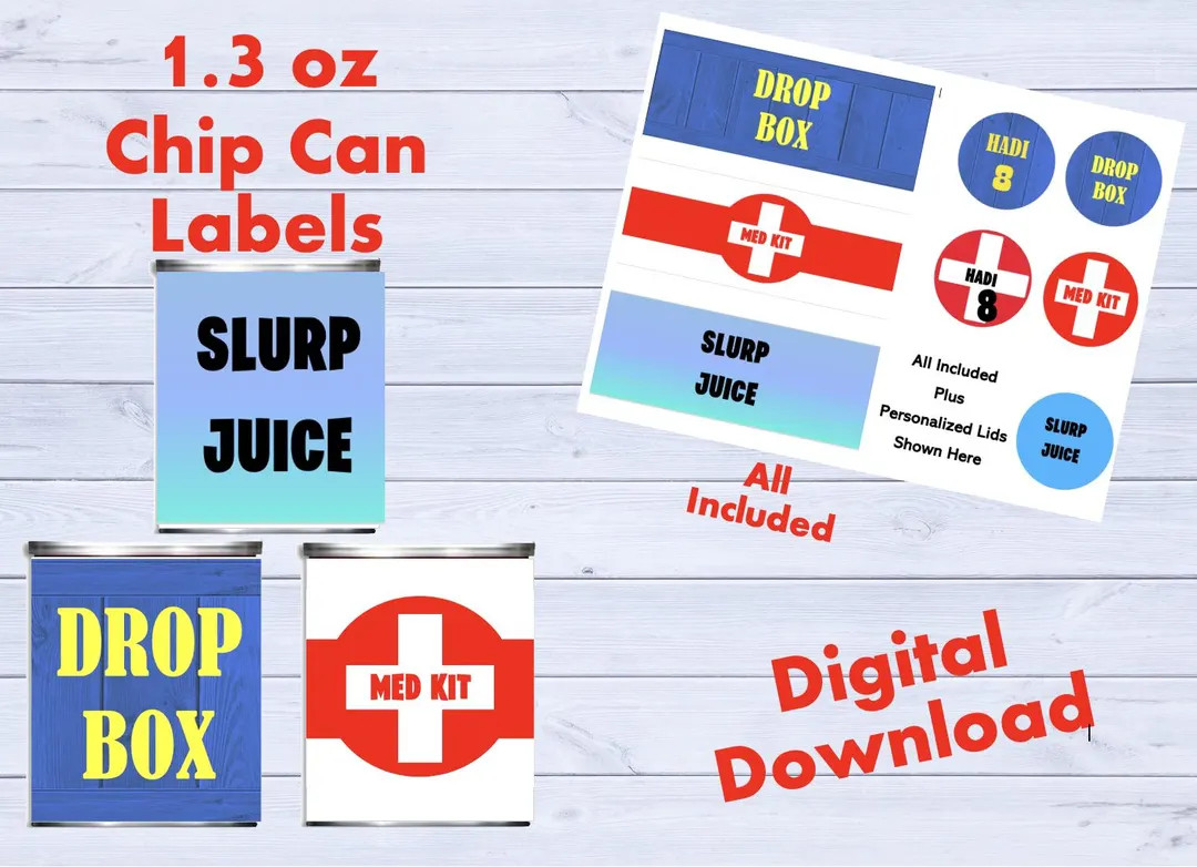 Med Kit Chip Can Label, Drop Box Chip Can Label, Gamer Chip Can Label, Video Game Birthday, Video... | Etsy (US)