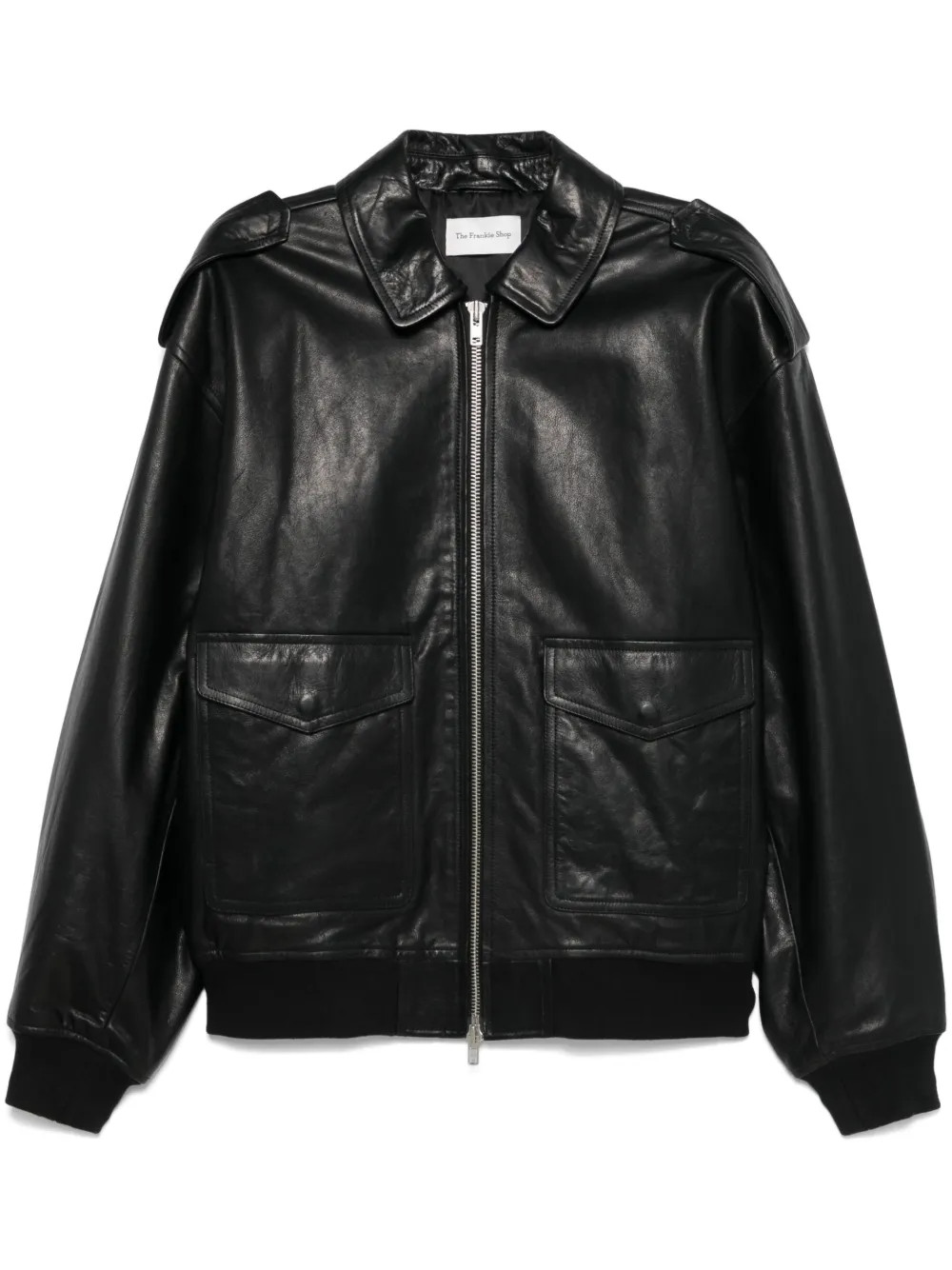 The Frankie Shop Viper Leather Jacket | Black | FARFETCH | Farfetch Global