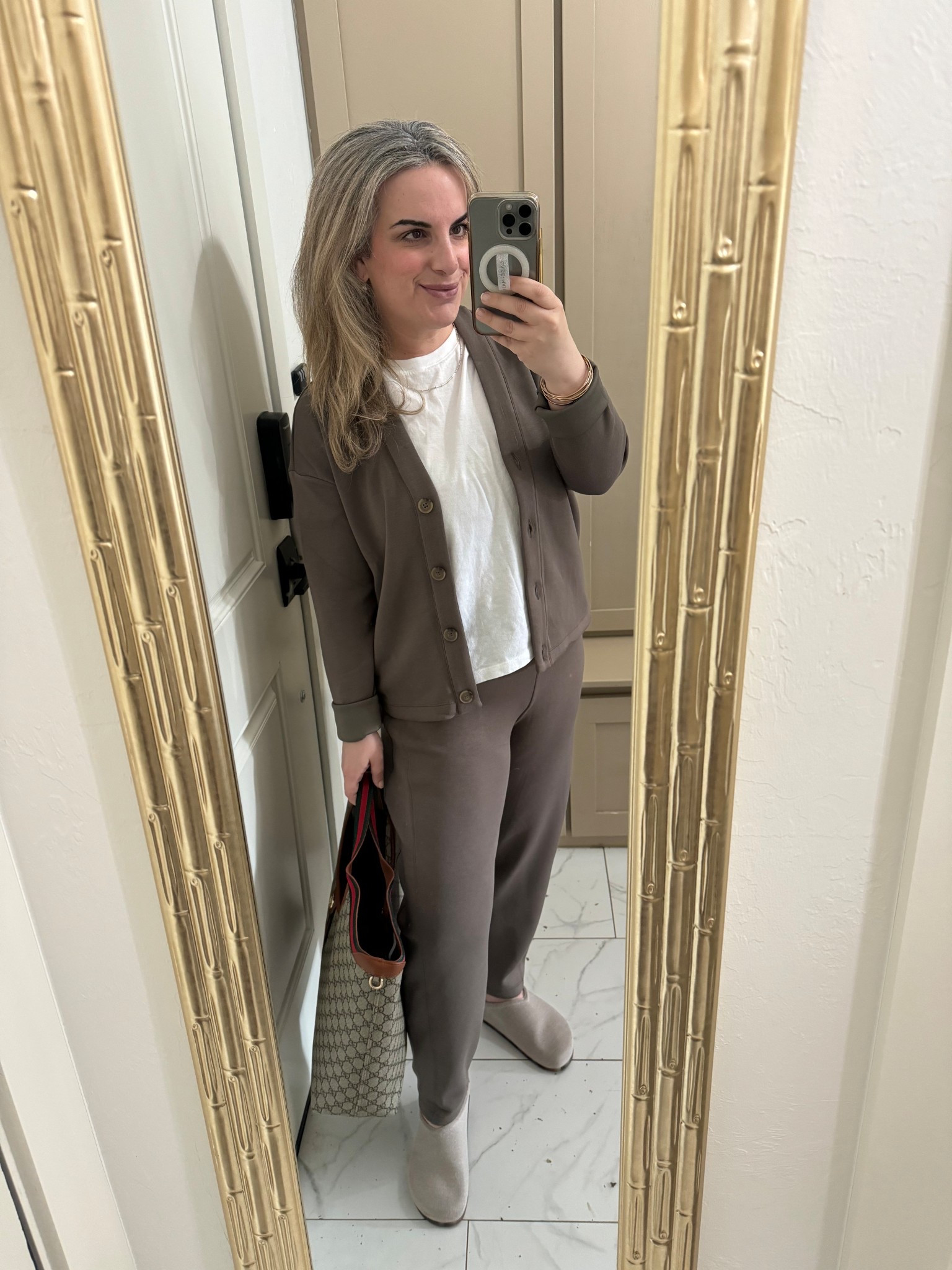 Easy fall outfit for errands or for travel 
The Spanx Air Essentials set is so soft and cozy. Love the slight barrel leg  

#LTKHoliday #LTKootd #LTKmomlife