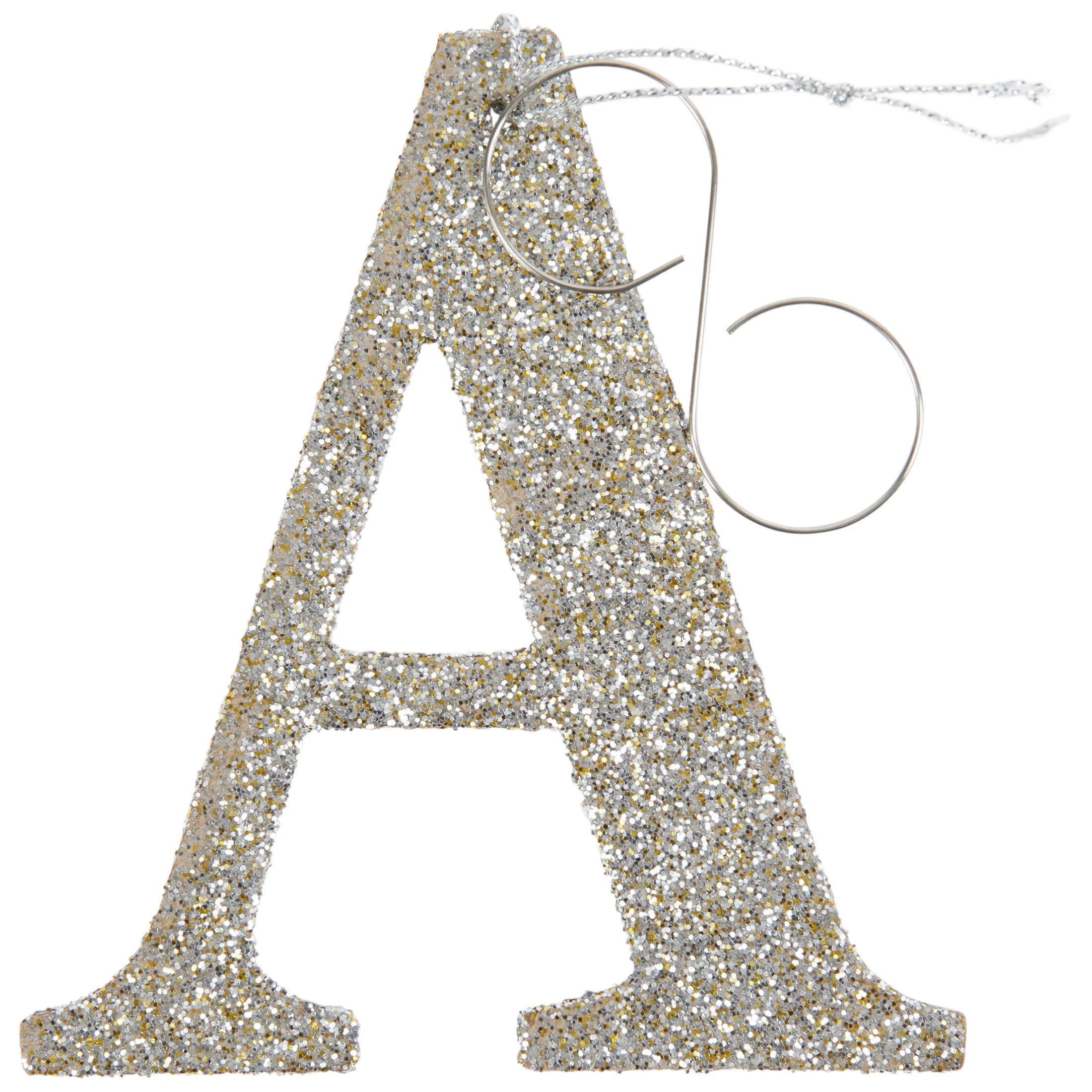 Silver & Gold Glitter Monogram Letter Christmas Ornament, Letter A, by Holiday Time - Walmart.com | Walmart (US)