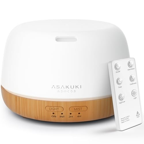 ASAKUKI Essential Oil Diffuser, 300ml Ultrasonic Aromatherapy Oil Humidifier with 7 Colors LED Lights, 2 Mist Mode for Home (Wood Grain) | Amazon (US)