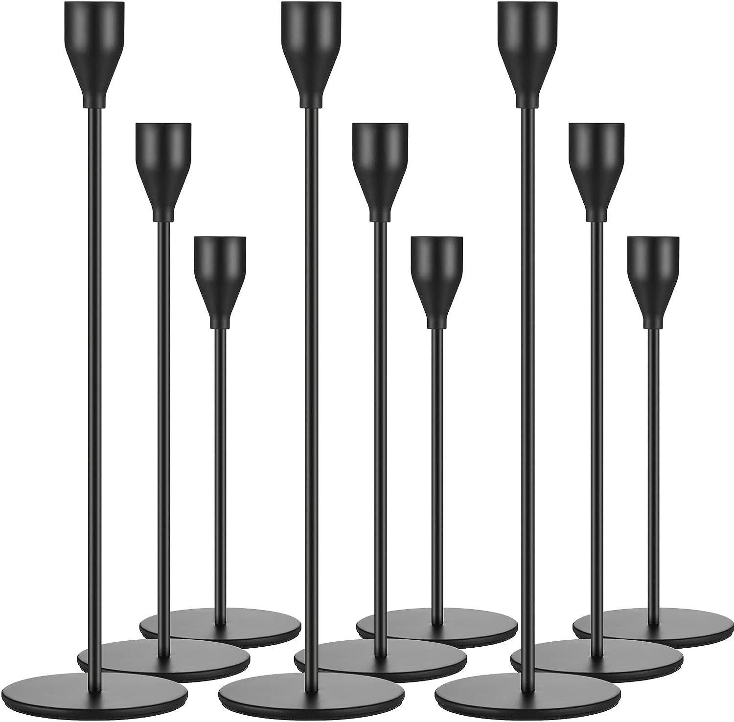 Set of 9 Candle Holders Candlestick Holder for Tapered Candles Decorative Candle Sticks Long Hold... | Amazon (US)