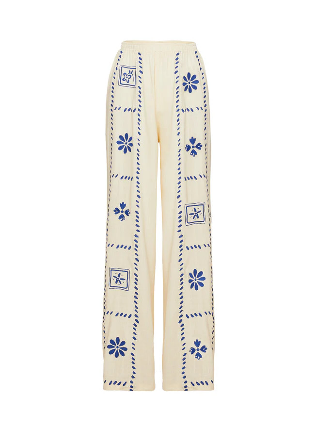 Grazia Pants Cream / Blue | Princess Polly US