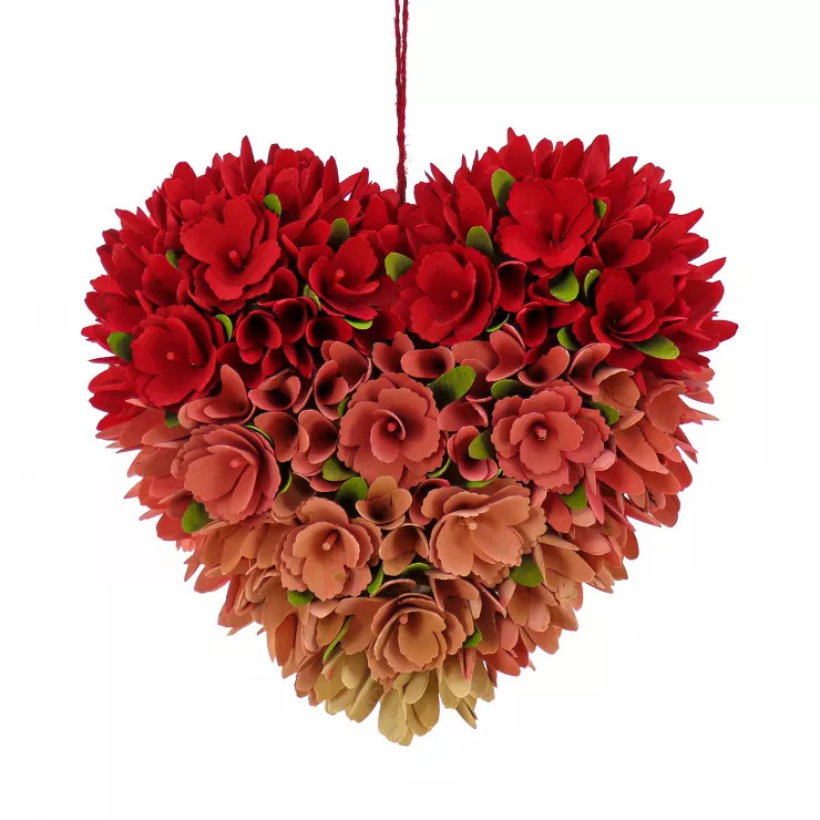 National Tree Company 13.5" Valentine's Floral Heart Wreath, with Flower Blooms, Seed Pods, Berry... | Target