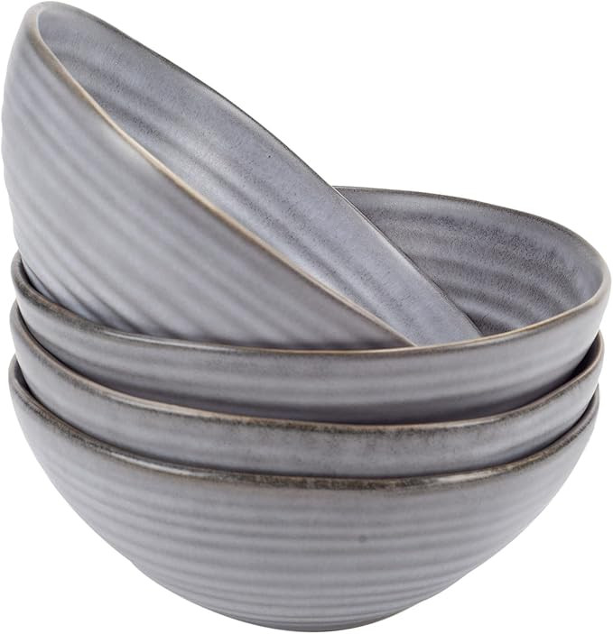 Elanze Designs Modern Chic Ribbed Serving Meals Soup Salad French Onion Cereal Chili Pasta Cerami... | Amazon (US)