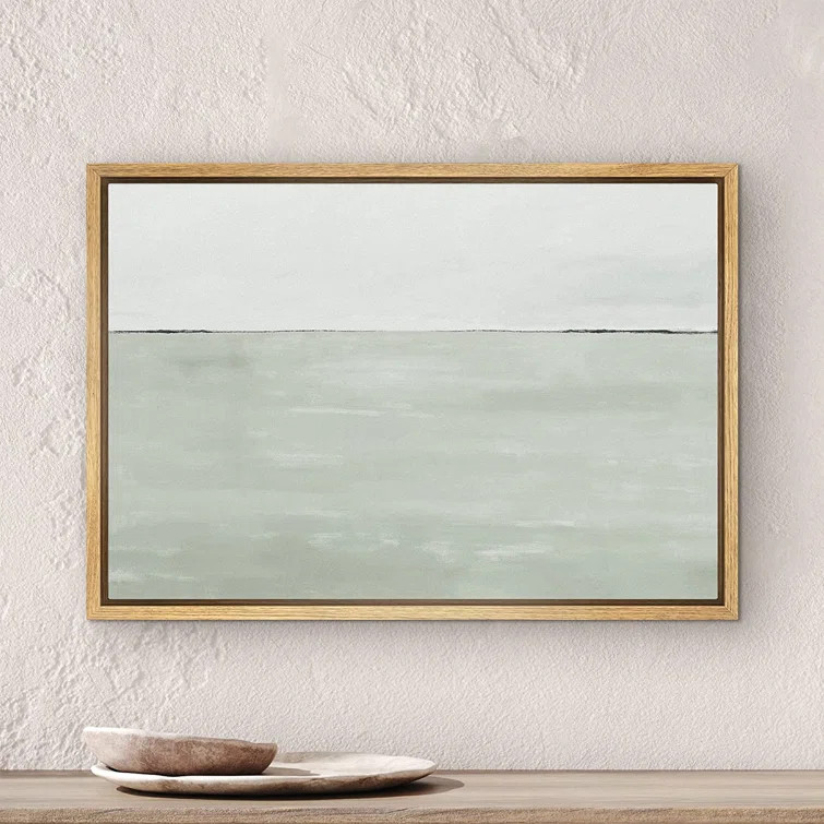 Watercolor Pastel Light Green Color Abstract Minimalist Wall Art Framed On Canvas Painting Print | Wayfair North America