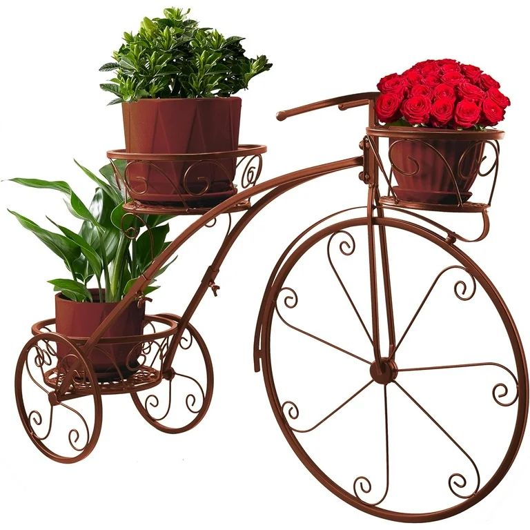 Sorbus Tricycle Plant Stand - Parisian Style Pot Holder for Home, Garden, Patio - (Bronze) | Walmart (US)