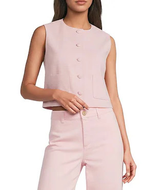 Darian Sleeveless Button Front Pocket Vest | Dillard's