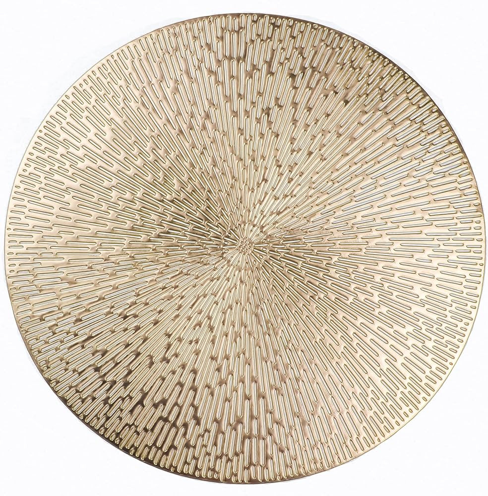 Snowkingdom Round Placemats Gold Metallic Set of 6 Vinyl Hollow Placemats 15'', Washable Easy Cle... | Amazon (US)