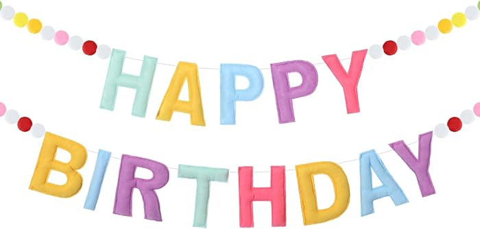 Felt Happy Birthday Banner Reusable,Bright Color,Normal | Amazon (US)