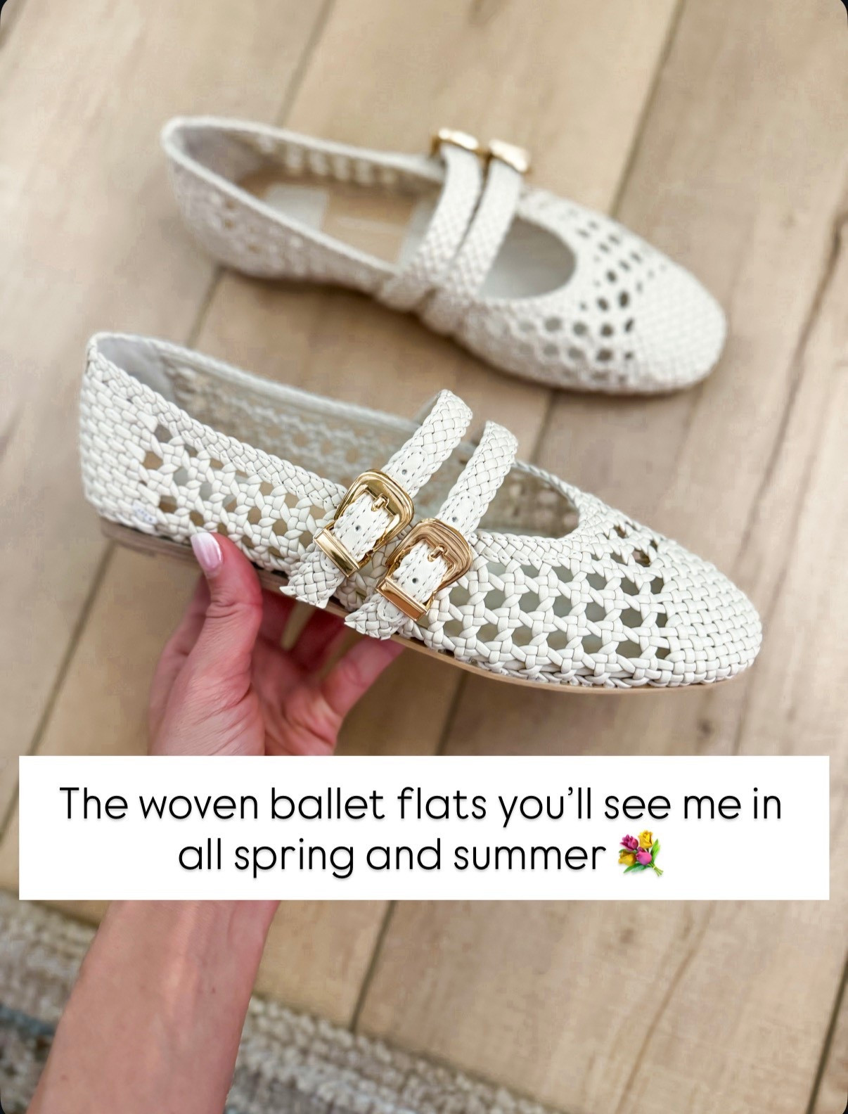 I love these new woven ballet flats for spring and summer! So comfortable and TTS. Cream ballet flats. Spring shoes. Summer shoes. 

#LTKgrwm #LTKootd #LTKTravel