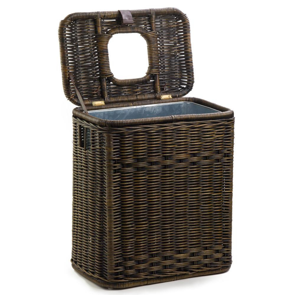Drop-In Rectangular Wicker Trash Basket with Metal Liner | The Basket Lady