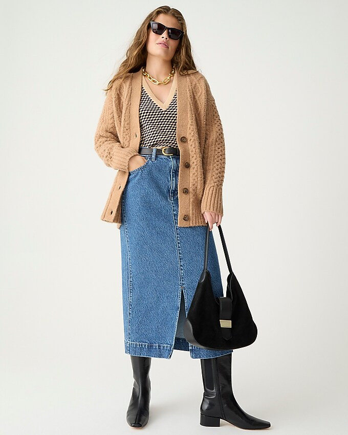 Cable-knit stretch cardigan sweater | J. Crew US
