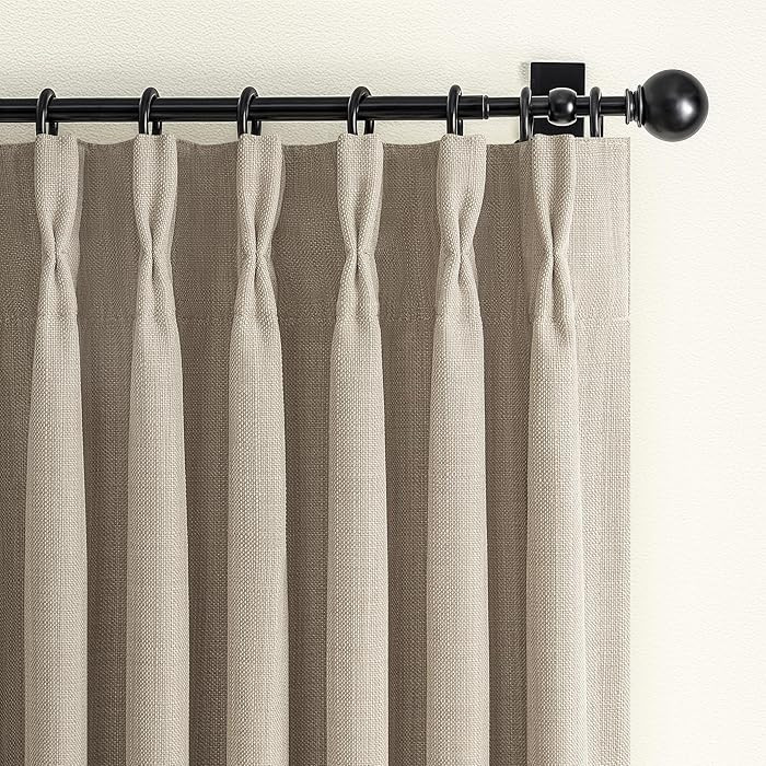 Blackout Memory Trained Pinch Pleated Curtains 84 Inch Length for Living Room, Country Taupe Natu... | Amazon (US)