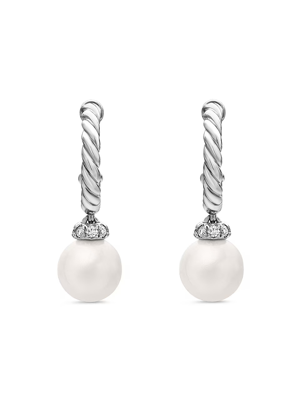 Pearl and Pavé Solari Drop Earrings in Sterling Silver with Diamonds | Saks Fifth Avenue