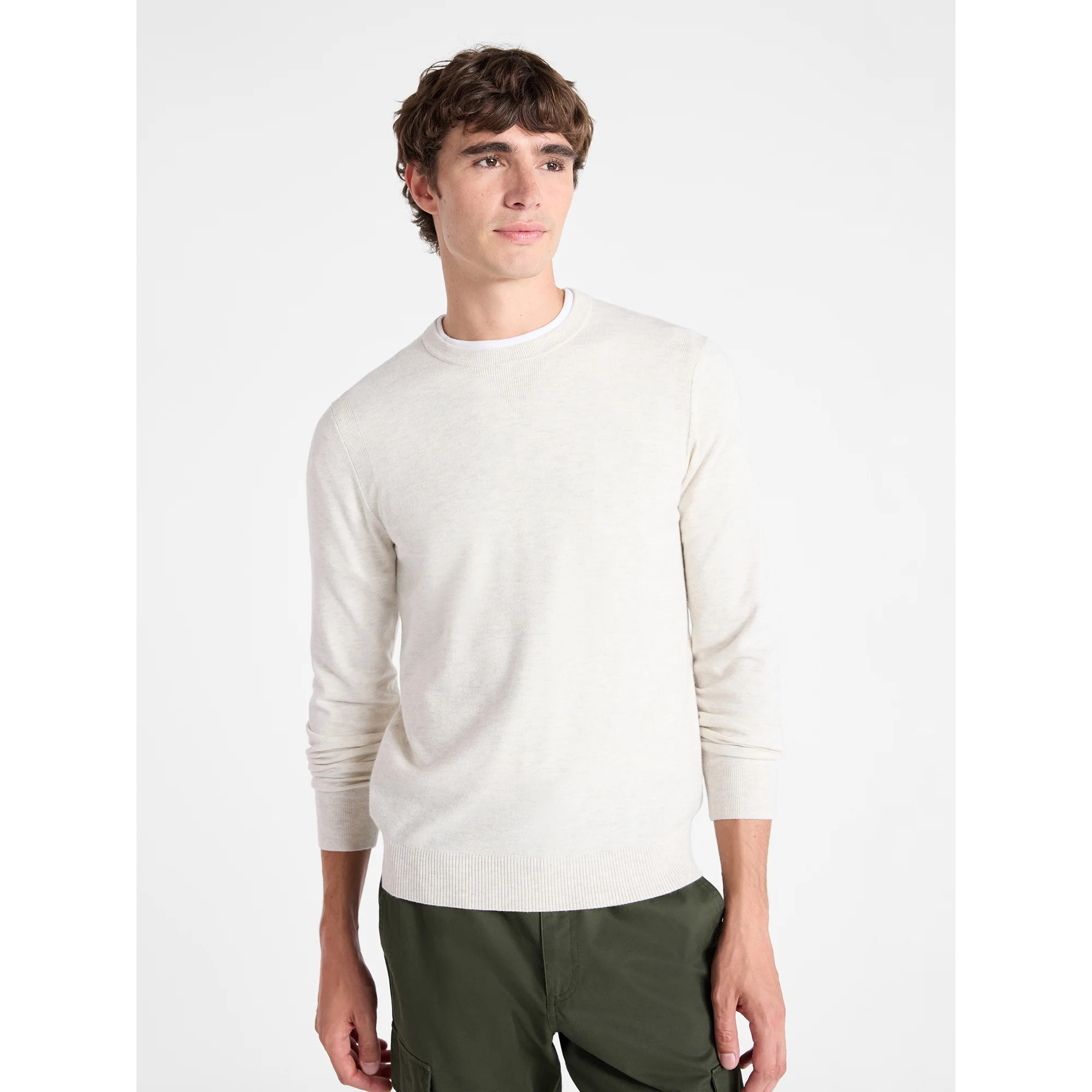 Free Assembly Men's Cozy Yarn Everyday Crewneck Sweater with Long Sleeves, Size XS-3XL | Walmart (US)