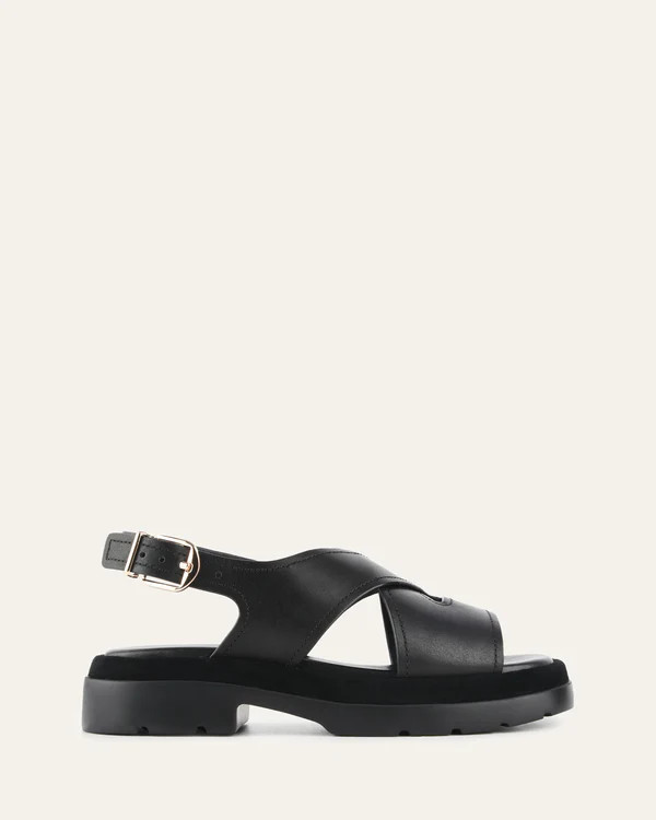 TOORAK FLAT SANDALS BLACK LEATHER | Jo Mercer (AU)